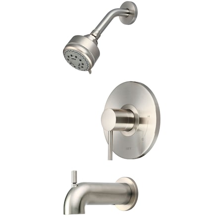 Single Handle Tub And Shower Trim Set In PVD Brushed Nickel